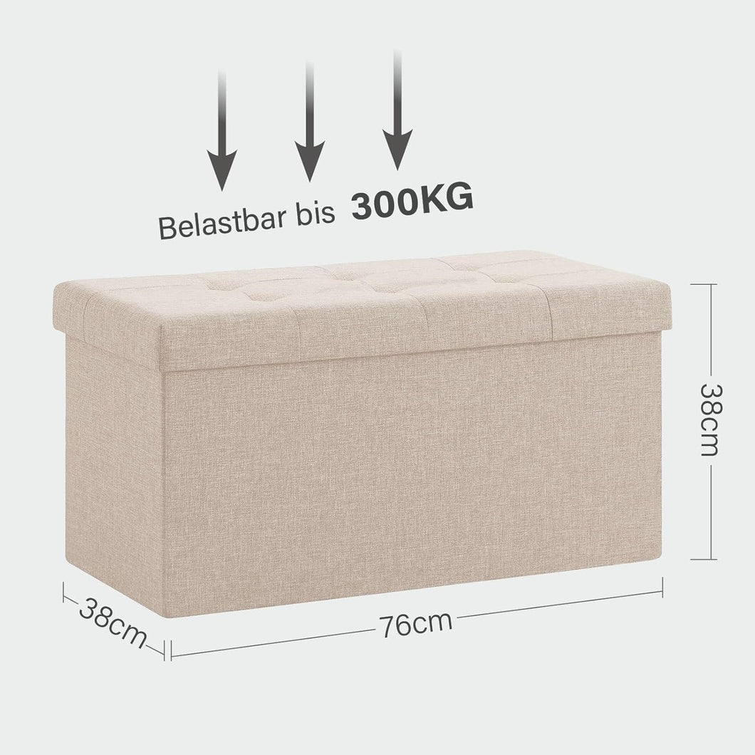 Sitzbank mit Stauraum, Sitzhocker Faltbar Sitztruhe belastbar bis 300 kg, Deckel Abnehmbar76CM