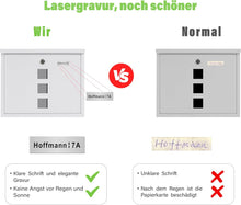 Lade das Bild in den Galerie-Viewer, XL personalisiert Briefkasten mit Edelstahl Namensschild Weiß Wandbriefkasten Postkasten Briefkasten mit Schloss Mailbox inkl. 4 Schlüsseln Letter Box (Weiß 9.5 x 35 x 28 cm)
