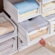 Lade das Bild in den Galerie-Viewer, Schrank Organizer Kleiderschrank 3 Stück, Faltbare Aufbewahrungsbox, Ordnungssystem für Schubladen, Schließfächer, Kleiderschränke (Weiß-18cm*4)

