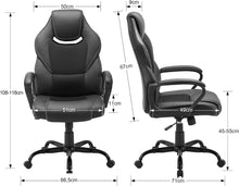 Lade das Bild in den Galerie-Viewer, Gaming Stuhl, Gaming Sessel, Ergonomischer mit Wippfunktion gepolsterter Rückenlehne höhenverstellbar Schreibtischstuhl  (Schwarz)
