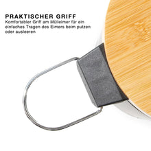 Lade das Bild in den Galerie-Viewer, 3L Mülleimer Bad mit Holzdeckel, Kosmetikeimer mit Absenkautomatik (Soft Close), Badezimmer eimer, Abfalleimer Bad (Schwarz 3L)
