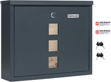 Lade das Bild in den Galerie-Viewer, Briefkasten mit Edelstahl Namensschild Anthrazit Wandbriefkasten Postkasten inkl. 4 Schlüsseln,9.5 x 35 x 28 cm
