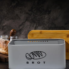 Lade das Bild in den Galerie-Viewer, Brotkasten mit Deckel, Großer Knäckebrot Box aus Metall, Brotaufbewahrungsbox , Brot,Kekse Lange Aufbewahren und Trocken Halten( Grau-30cm)
