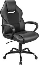 Lade das Bild in den Galerie-Viewer, Gaming Stuhl, Gaming Sessel, Ergonomischer mit Wippfunktion gepolsterter Rückenlehne höhenverstellbar Schreibtischstuhl  (Schwarz)
