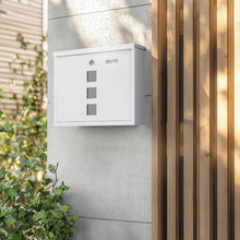 Lade das Bild in den Galerie-Viewer, XL personalisiert Briefkasten mit Edelstahl Namensschild Weiß Wandbriefkasten Postkasten Briefkasten mit Schloss Mailbox inkl. 4 Schlüsseln Letter Box (Weiß 9.5 x 35 x 28 cm)
