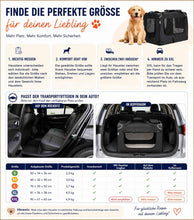 Lade das Bild in den Galerie-Viewer, Hundebox Faltbar Hundetransportbox, robust Transportbox für Hund &amp; Katze Groß Hundetasche Auto Haustiertransportbox für Unterwegs &amp; Zuhause Schwarz
