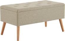 Lade das Bild in den Galerie-Viewer, Sitzbank mit Stauraum Sitztruhen Footstool Aufbewahrungsbox Stuhl Polstersitz aus Leinen Moderne Möbel ( (Beige Leinen)
