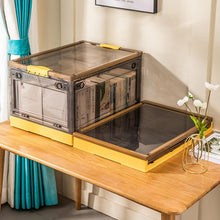 Lade das Bild in den Galerie-Viewer, Faltbare Kunststoff Transparent Aufbewahrungsbox mit Deckel mit Rädern 45L(36x52x30cm)*1stk Fünf Öffnungen, Organizer zum Aufbewahren von Büchern, Kleidung, Spielzeug, Bettzeug(Blau-5)
