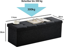 Lade das Bild in den Galerie-Viewer, Sitzbank mit Stauraum Sitzhocker Faltbar Sitztruhe belastbar bis 300 kg, Deckel Abnehmbar, 114cm。
