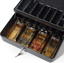 Lade das Bild in den Galerie-Viewer, Geldkassette Abschließbar Groß mit Münzzählbrett &amp; Scheinfächern,30x24x9cm
