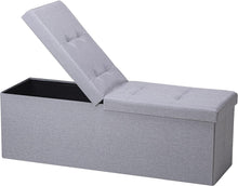 Lade das Bild in den Galerie-Viewer, Sitzbank mit Stauraum Sitzhocker Faltbar Sitztruhe belastbar bis 300 kg, Deckel Abnehmbar, 114cm。
