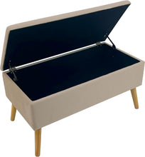 Lade das Bild in den Galerie-Viewer, Sitzbank mit Stauraum Sitztruhen Footstool Aufbewahrungsbox Stuhl Polstersitz aus Samt Moderne Möbel (Beige -Samt)
