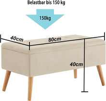 Lade das Bild in den Galerie-Viewer, Sitzbank mit Stauraum Sitztruhen Footstool Aufbewahrungsbox Stuhl Polstersitz aus Samt Moderne Möbel (Beige -Samt)
