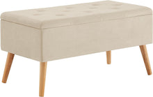 Lade das Bild in den Galerie-Viewer, Sitzbank mit Stauraum Sitztruhen Footstool Aufbewahrungsbox Stuhl Polstersitz aus Samt Moderne Möbel (Beige -Samt)
