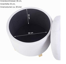 Lade das Bild in den Galerie-Viewer, Fußhocker Runder mit Stauraum Schminktisch Hocker Aufbewahrungsbox，Deckel Abnehmbar, Gepolsterte Sitzfläche aus Leinen, Massivholz
