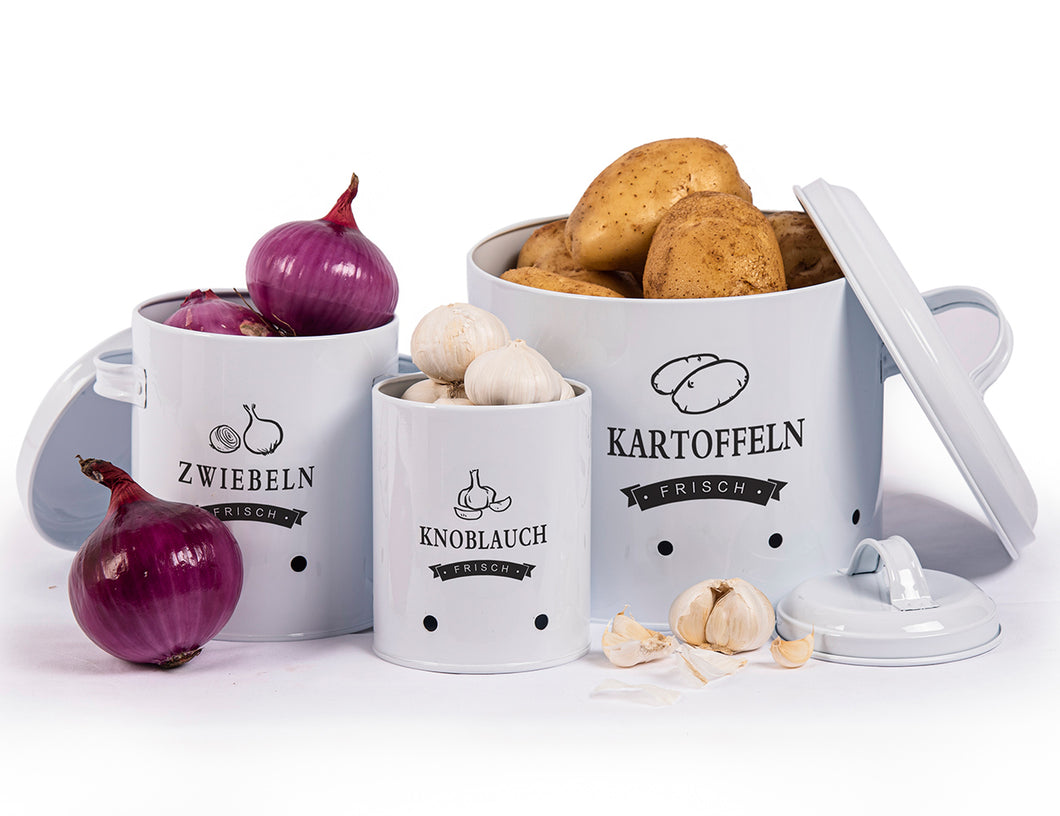 zwiebel aufbewahrung depot Kartoffel Vorratsdosen Set, Kartoffeltopf im Retro Zwiebeltopf, Vorrat – Zedelmaier Shop