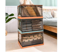 Lade das Bild in den Galerie-Viewer, Faltbare Kunststoff-Aufbewahrungsbox, Organizer Ideal zum Aufbewahren von Büchern, Kleidung, Spielzeug, Bettzeug oder als Schuhkarton (25L, blau)
