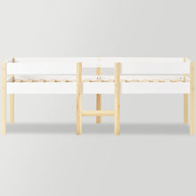 Lade das Bild in den Galerie-Viewer, Bett Kinderbett mit Rausfallschutz, Kiefer-Vollholz-90x200 cm-Weiß &amp; Eiche
