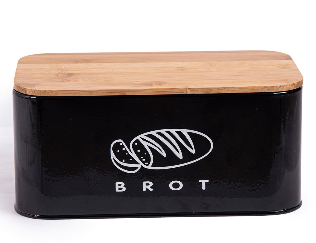 Brotkasten mit Deckel, Großer Knäckebrot Box aus Metall, Brotaufbewahrungsbox , Brot,Kekse Lange Aufbewahren und Trocken Halten(Schwarz-42cm)