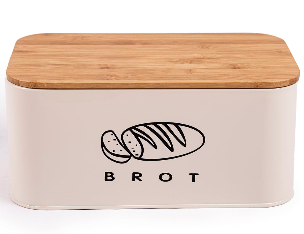 Brotkasten mit Deckel, Großer Knäckebrot Box aus Metall, Brotaufbewahrungsbox , Brot ,Kekse Lange Aufbewahren und Trocken Halten (Beige-30cm)