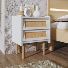Lade das Bild in den Galerie-Viewer, Nachttisch Nachtschrank Beistelltisch, Nchtkommode mit 2 Schubladen, Natürlich Rattan,Schubladenfronten aus Rattangeflecht (1PC)
