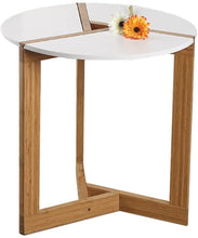 Lade das Bild in den Galerie-Viewer, Beistelltisch, Couchtisch rund aus Bambus Beinen und 3er MDF-Weißplatte, Antike chinesische Verbindungsmechanik, Hingucker in Ihrem Wohnzimmer50*51cm
