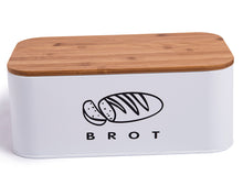 Lade das Bild in den Galerie-Viewer, Brotkasten mit Deckel, Großer Knäckebrot Box aus Metall, Brotaufbewahrungsbox , Brot,Kekse Lange Aufbewahren und Trocken Halten(Weiß-30cm)
