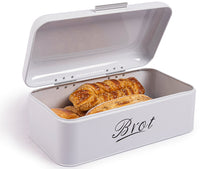 Lade das Bild in den Galerie-Viewer, Brotbox  mit Deckel, Großer Knäckebrot Box aus Metall, Brot und Kekse Lange Aufbewahren und Trocken Halten, Retro Design 43cm*23cm*17cm (Weiß)
