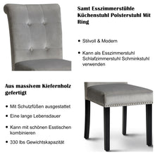 Lade das Bild in den Galerie-Viewer, 2er Set Esszimmerstühle Küchenstuhl mit Eiche Bein, Polsterstuhl Wohnzimmerstuhl mit Rückenlehne
