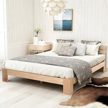Lade das Bild in den Galerie-Viewer, Holzbett Doppelbett mit Kopfteil aus Bettgestell mit Lattenrost-200 x 140 cm Massivholz FSC Massiv Doppelbett als Kieferbett verwendbar
