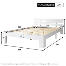 Lade das Bild in den Galerie-Viewer, Holzbett Doppelbett aus Bettgestell mit Kopfteil mit Lattenrost-200 x 140 cm Massivholz FSC Massiv Doppelbett als Kieferbett verwendbar
