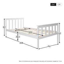 Lade das Bild in den Galerie-Viewer, Holzbett Einzelbett aus Bettgestell mit Lattenrost Holzbett mit Kopfteil - 90 x 200 cm Massivholz Kinderbett Jugendbett Kiefer massiv Weiß
