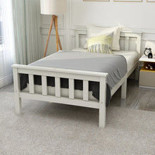 Lade das Bild in den Galerie-Viewer, Holzbett Einzelbett aus Bettgestell mit Lattenrost Holzbett mit Kopfteil - 90 x 200 cm Massivholz Kinderbett Jugendbett Kiefer massiv Weiß
