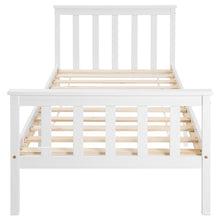 Lade das Bild in den Galerie-Viewer, Holzbett Einzelbett aus Bettgestell mit Lattenrost Holzbett mit Kopfteil - 90 x 200 cm Massivholz Kinderbett Jugendbett Kiefer massiv Weiß

