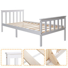 Lade das Bild in den Galerie-Viewer, Holzbett Einzelbett aus Bettgestell mit Lattenrost Holzbett mit Kopfteil - 90 x 200 cm Massivholz Kinderbett Jugendbett Kiefer massiv Weiß
