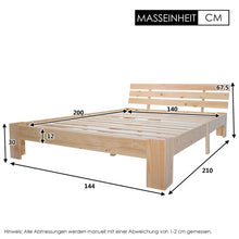 Lade das Bild in den Galerie-Viewer, Holzbett Doppelbett mit Kopfteil aus Bettgestell mit Lattenrost-200 x 140 cm Massivholz FSC Massiv Doppelbett als Kieferbett verwendbar
