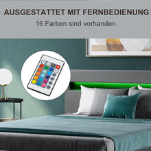 Lade das Bild in den Galerie-Viewer, LED Polsterbett Lattenrost – Kunstleder Bezug &amp; Holz Gestell in grau,inkl. LED-Beleuchtung, Kunstleder &amp; Lattenrost，Jugendbett Bett(140 x 200cm)(Mit Federkernmatratze)
