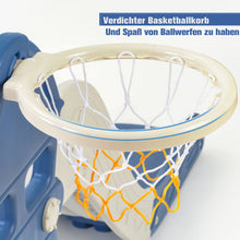 Lade das Bild in den Galerie-Viewer, Kinderrutsche,5 in1 multifunktionale Kleinkinderrutsche mit Basketballkorb,Fußballtor,Schaukel, Kletterturm,für 2-8 Jahre Kinder, Blau
