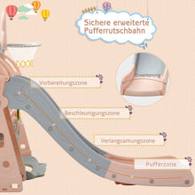 Lade das Bild in den Galerie-Viewer, Kinderrutsche,5 in1 multifunktionale Kleinkinderrutsche mit Basketballkorb,Fußballtor,Schaukel, Kletterturm,für 2-8 Jahre Kinder, Rosa
