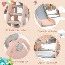 Lade das Bild in den Galerie-Viewer, Kinderrutsche,5 in1 multifunktionale Kleinkinderrutsche mit Basketballkorb,Fußballtor,Schaukel, Kletterturm,für 2-8 Jahre Kinder, Rosa
