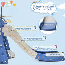 Lade das Bild in den Galerie-Viewer, Kinderrutsche,5 in1 multifunktionale Kleinkinderrutsche mit Basketballkorb,Fußballtor,Schaukel, Kletterturm,für 2-8 Jahre Kinder, Blau
