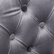 Lade das Bild in den Galerie-Viewer, Samt Esszimmerstuhl Schlafzimmerstuhl mit Eichenbeinen, Knopf, Chromklopfer und Nagelkopfbesatz Küchenstuhl Wohnzimmer Lounge Freizeitstuhl (1 Stück)
