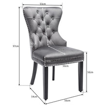 Lade das Bild in den Galerie-Viewer, Samt Esszimmerstuhl Schlafzimmerstuhl mit Eichenbeinen, Knopf, Chromklopfer und Nagelkopfbesatz Küchenstuhl Wohnzimmer Lounge Freizeitstuhl (1 Stück)
