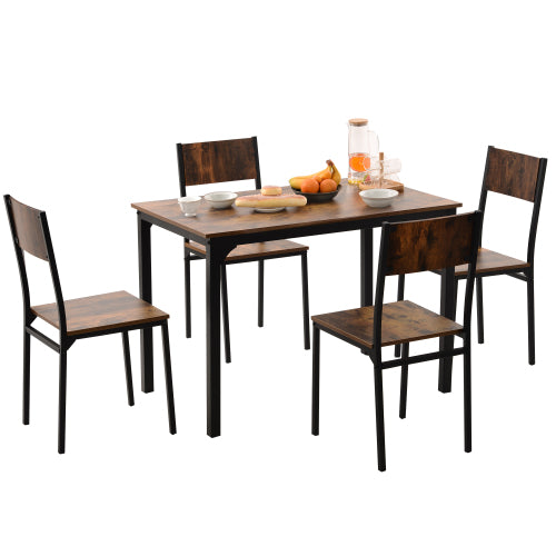 Sitzgruppe, Esszimmergruppe Esstisch mit 4 Stühlen, für Balkon & Esszimmer & Wohnzimmer, Vintagebraun()Brown