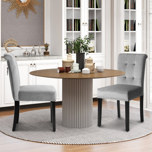2er Set Esszimmerstühle Küchenstuhl mit Eiche Bein, Polsterstuhl Wohnzimmerstuhl mit Rückenlehne