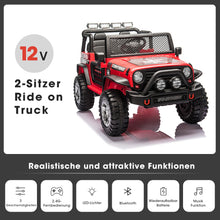 Lade das Bild in den Galerie-Viewer, Kinder Auto Elektro,2 Sitzer Mit 12V Batterieleistung,2x45W Motor,2.4G-Fernbedienung,3 Geschwindigkeiten,LED-Lichter,Musik,UKW-Radio ab 3 Jahre
