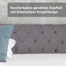 Lade das Bild in den Galerie-Viewer, Bett mit Bettkasten Samt-Stoff Polsterbett Lattenrost Doppelbett Stauraum Holzfuß (Grau, 140 x 200 cm,ohne Matratze)
