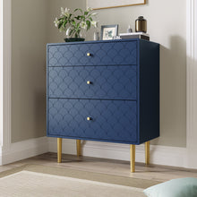 Lade das Bild in den Galerie-Viewer, Schubladenkommode Kommode mit 3 Schubladen, FSC®-zertifiziertem,Sideboard Highboard für Schlafzimmer &amp; alle Wohnräume,Marineblau-H89/B75/T40 cm
