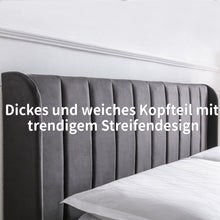 Lade das Bild in den Galerie-Viewer, Polsterbett 140 x 200 cm Flanell Mit Lattenrost Rückenlehne 2 Schubladen, grau
