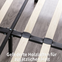 Lade das Bild in den Galerie-Viewer, Polsterbett 140 x 200 cm Flanell Mit Lattenrost Rückenlehne 2 Schubladen, grau
